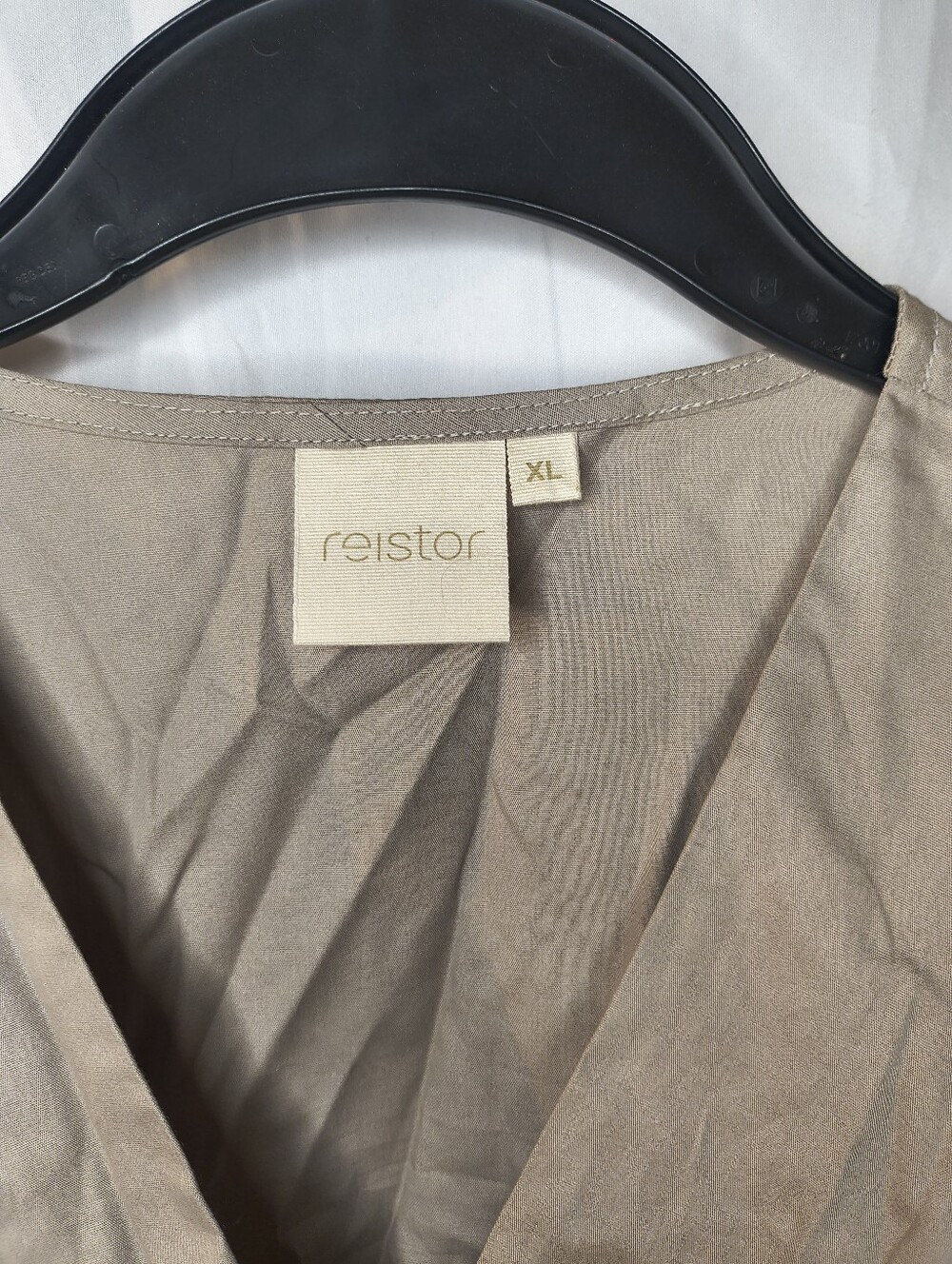 Reistor Neutral Taupe V-Neck Blouse - Picture 2 of 7